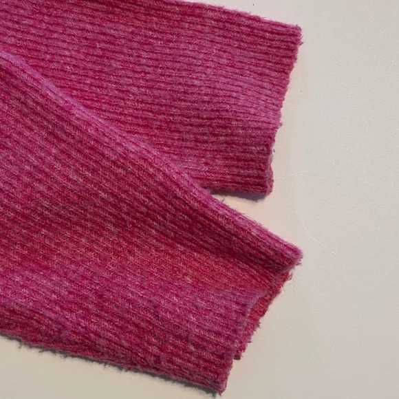 J. Marie Oversized Knit Sweater Pink Orange Color Block High Neck S/M - Picture 6 of 6